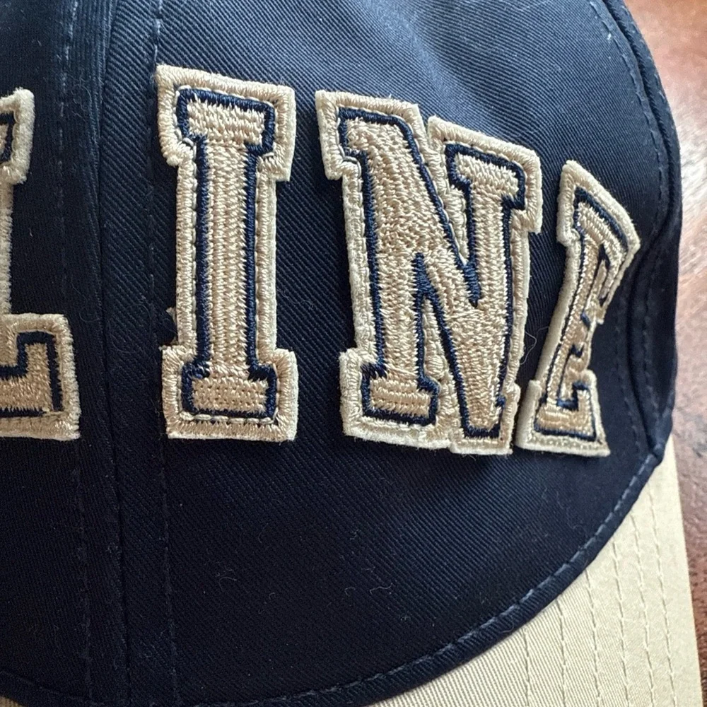 Celine Varsity Navy and Beige Embroidered Logo Baseball Cap - Picture 3 of 10